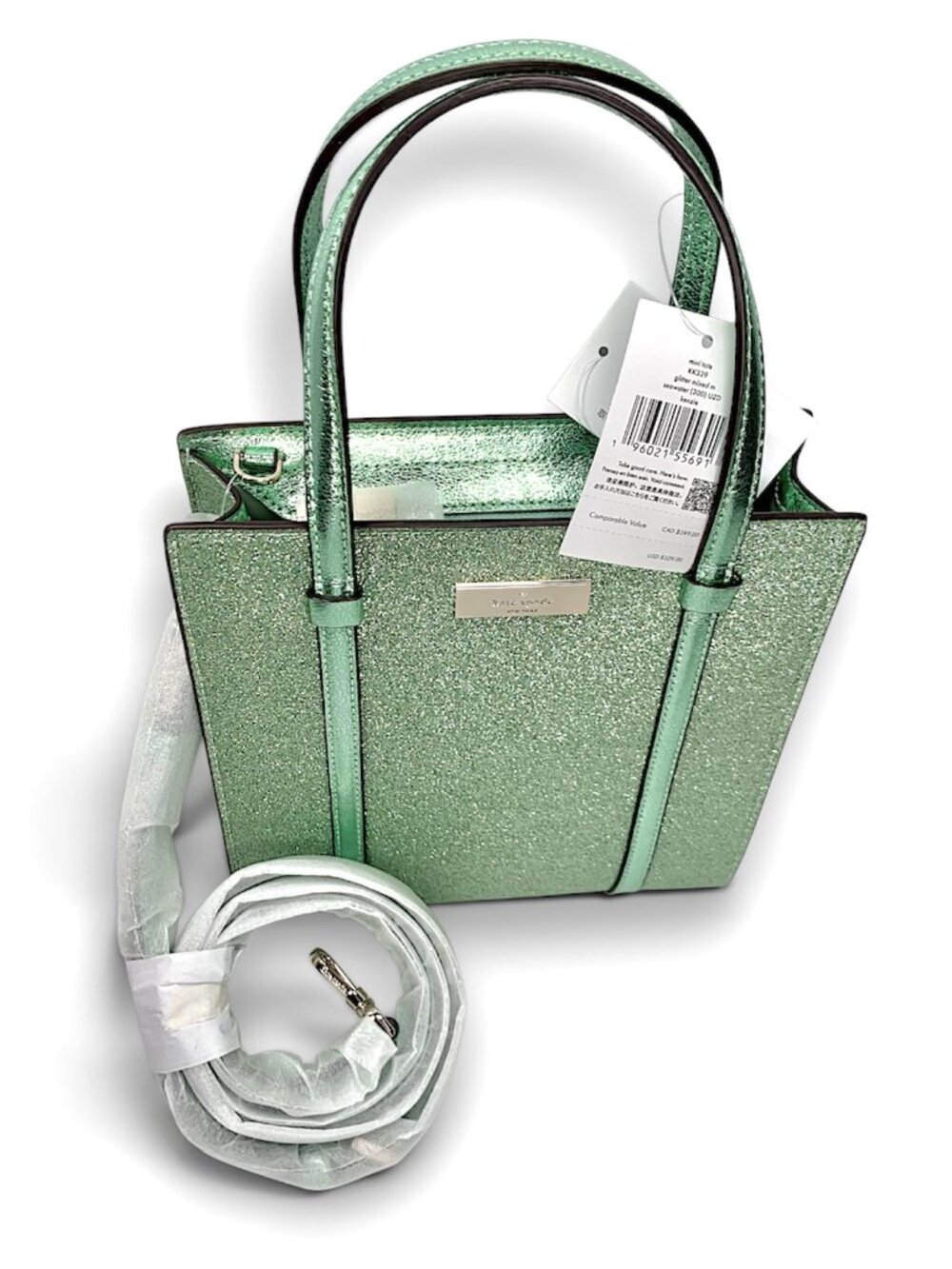 Kate Spade—Glitter Kenzie Crossbody Mini Tote—Seawater *NWT*